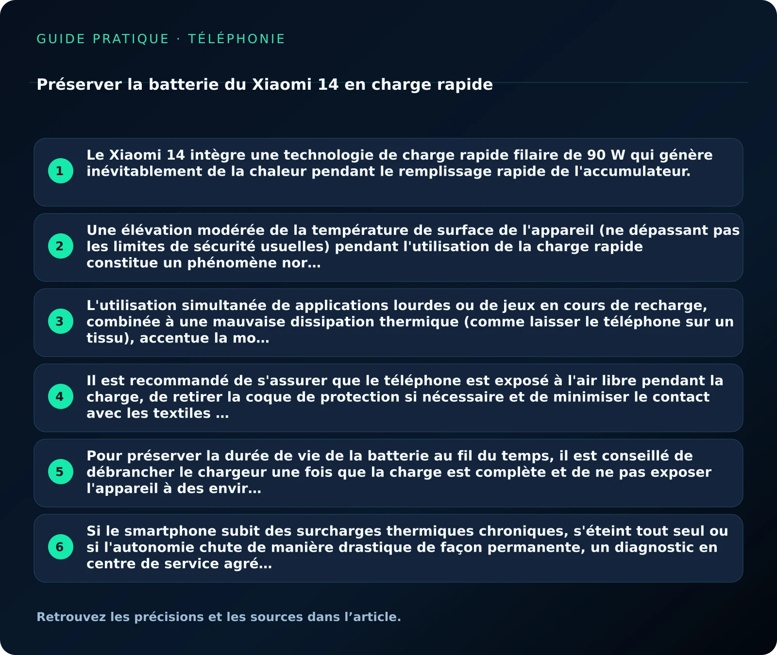 Les points essentiels : Préserver la batterie du Xiaomi 14 en charge rapide