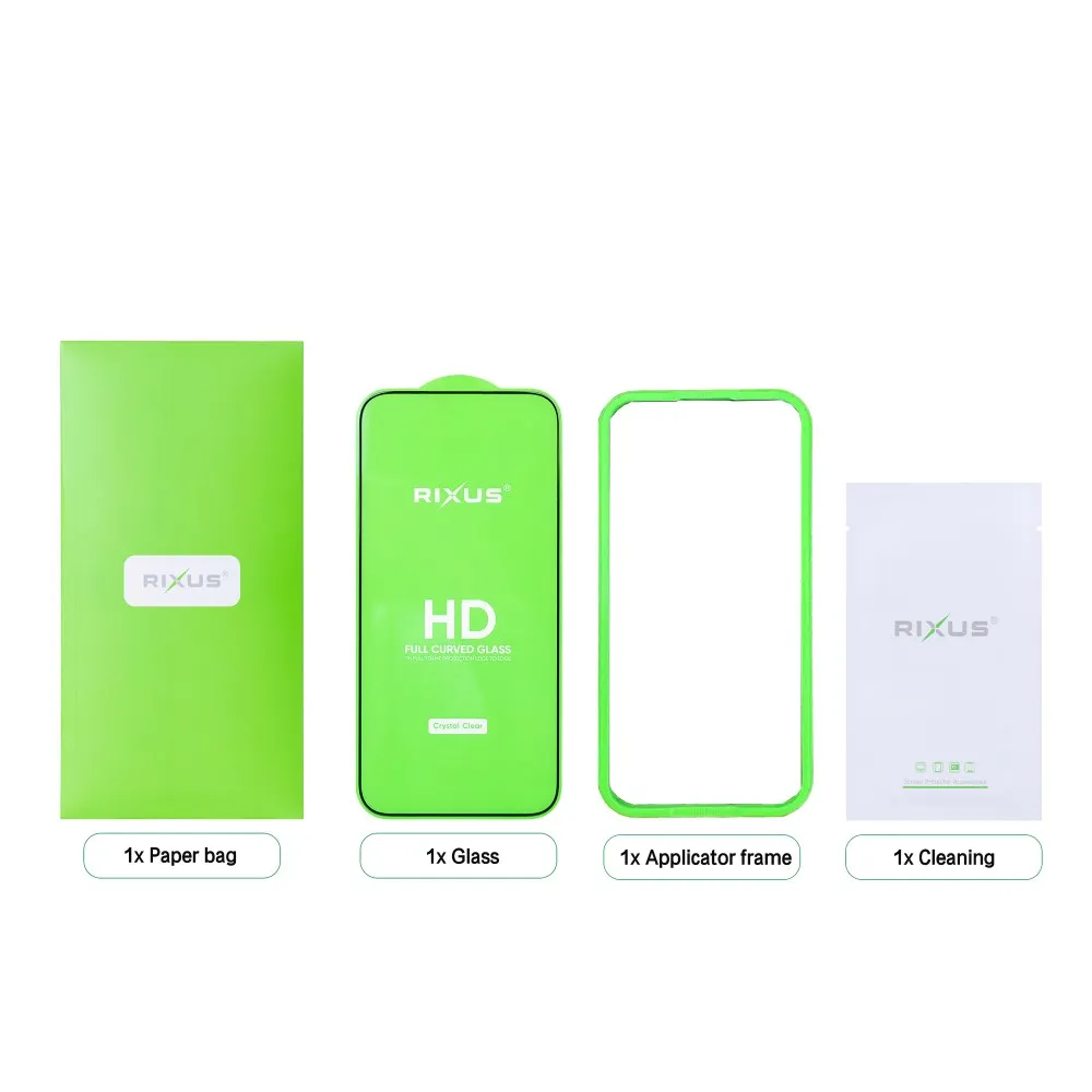 Verre trempé incurvé Rixus Clear HD pour Apple iPhone 17 Pro Max et 18 Pro Max
